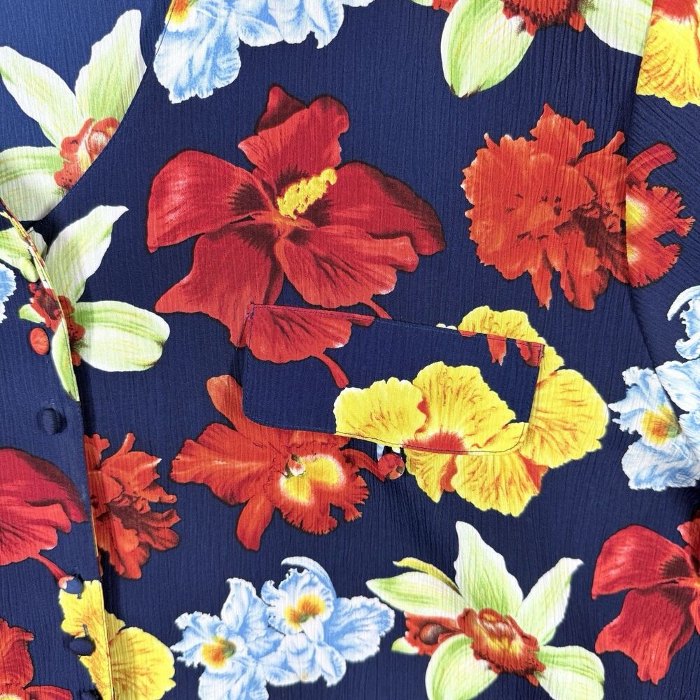 Christie & Jill Shirt Womens 3X Floral Print Short Sleeve Blouse Top Button Down - Picture 4 of 11
